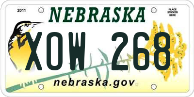 NE license plate XOW268