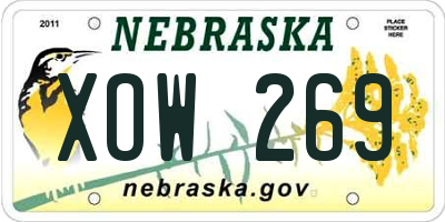 NE license plate XOW269