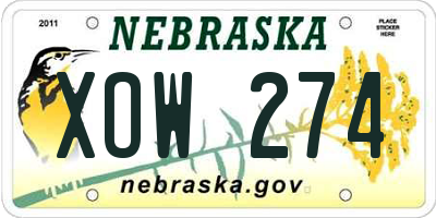 NE license plate XOW274