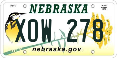 NE license plate XOW278