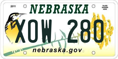 NE license plate XOW280