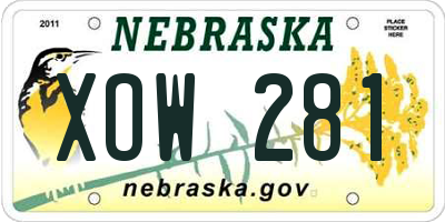 NE license plate XOW281