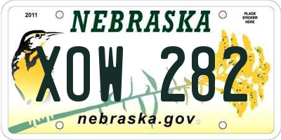 NE license plate XOW282
