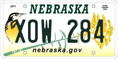 NE license plate XOW284