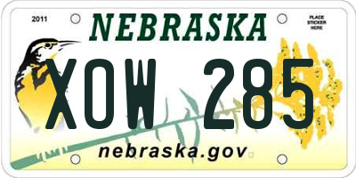 NE license plate XOW285