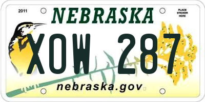 NE license plate XOW287