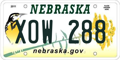 NE license plate XOW288