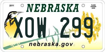 NE license plate XOW299