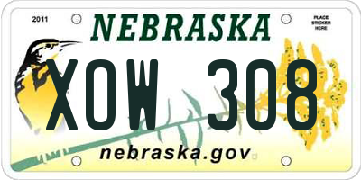 NE license plate XOW308