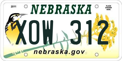 NE license plate XOW312