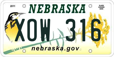 NE license plate XOW316