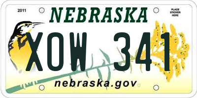 NE license plate XOW341