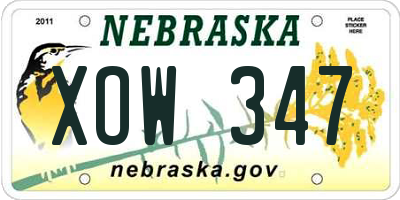NE license plate XOW347