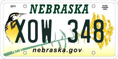 NE license plate XOW348