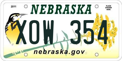 NE license plate XOW354