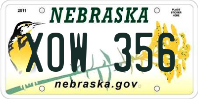 NE license plate XOW356
