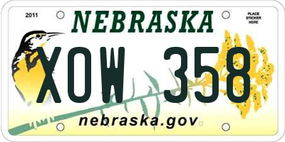 NE license plate XOW358