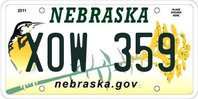 NE license plate XOW359