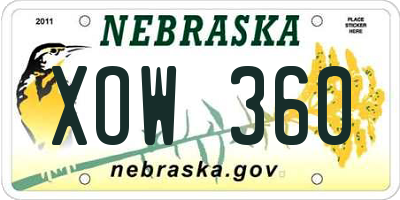 NE license plate XOW360