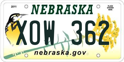 NE license plate XOW362