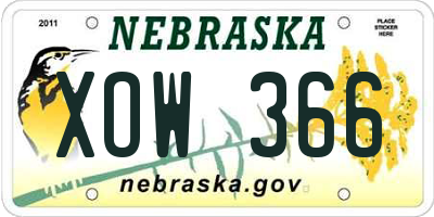 NE license plate XOW366
