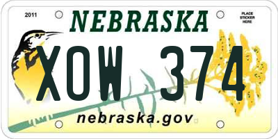 NE license plate XOW374