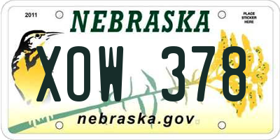 NE license plate XOW378