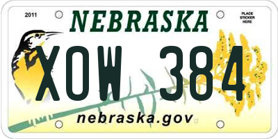 NE license plate XOW384