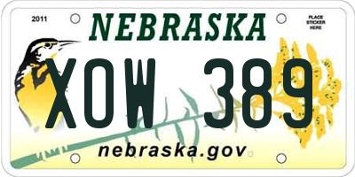 NE license plate XOW389