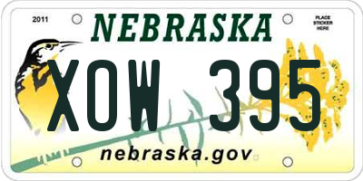 NE license plate XOW395