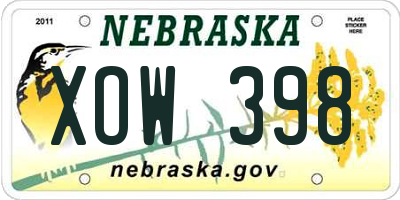 NE license plate XOW398