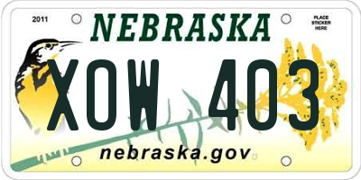 NE license plate XOW403