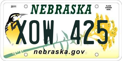 NE license plate XOW425