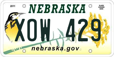 NE license plate XOW429
