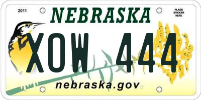 NE license plate XOW444