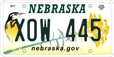 NE license plate XOW445