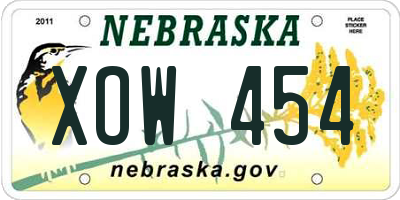 NE license plate XOW454