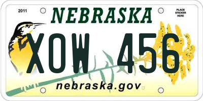 NE license plate XOW456