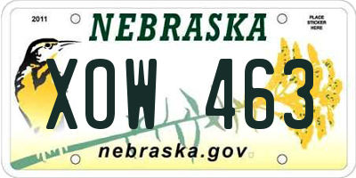 NE license plate XOW463