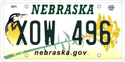 NE license plate XOW496