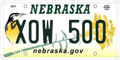 NE license plate XOW500