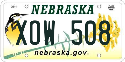 NE license plate XOW508