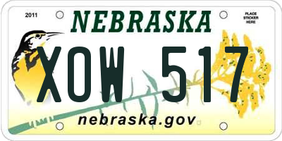 NE license plate XOW517