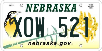 NE license plate XOW521