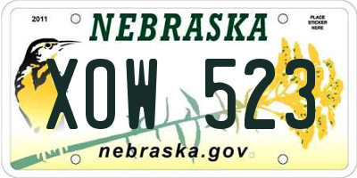 NE license plate XOW523