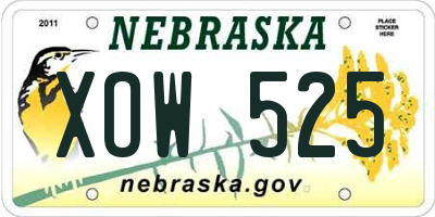 NE license plate XOW525