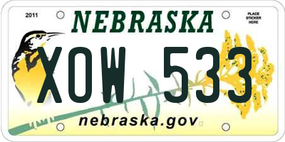 NE license plate XOW533