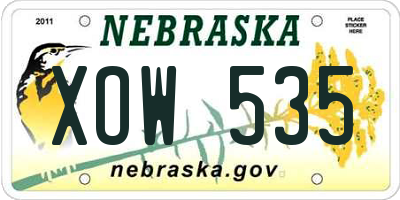 NE license plate XOW535