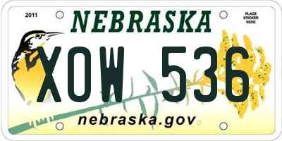 NE license plate XOW536