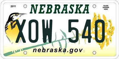 NE license plate XOW540